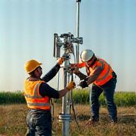 Tech team installing signal equipment outdoors