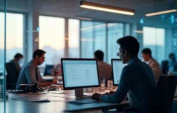 Modern office using fast broadband for business operations